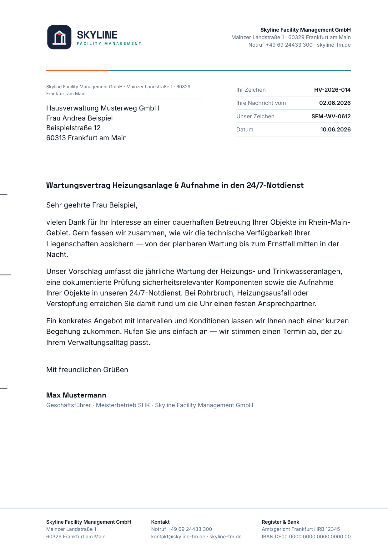 Briefbogen DIN A4, DIN-5008-Layout